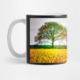 Yellow blanket under Oak Mug